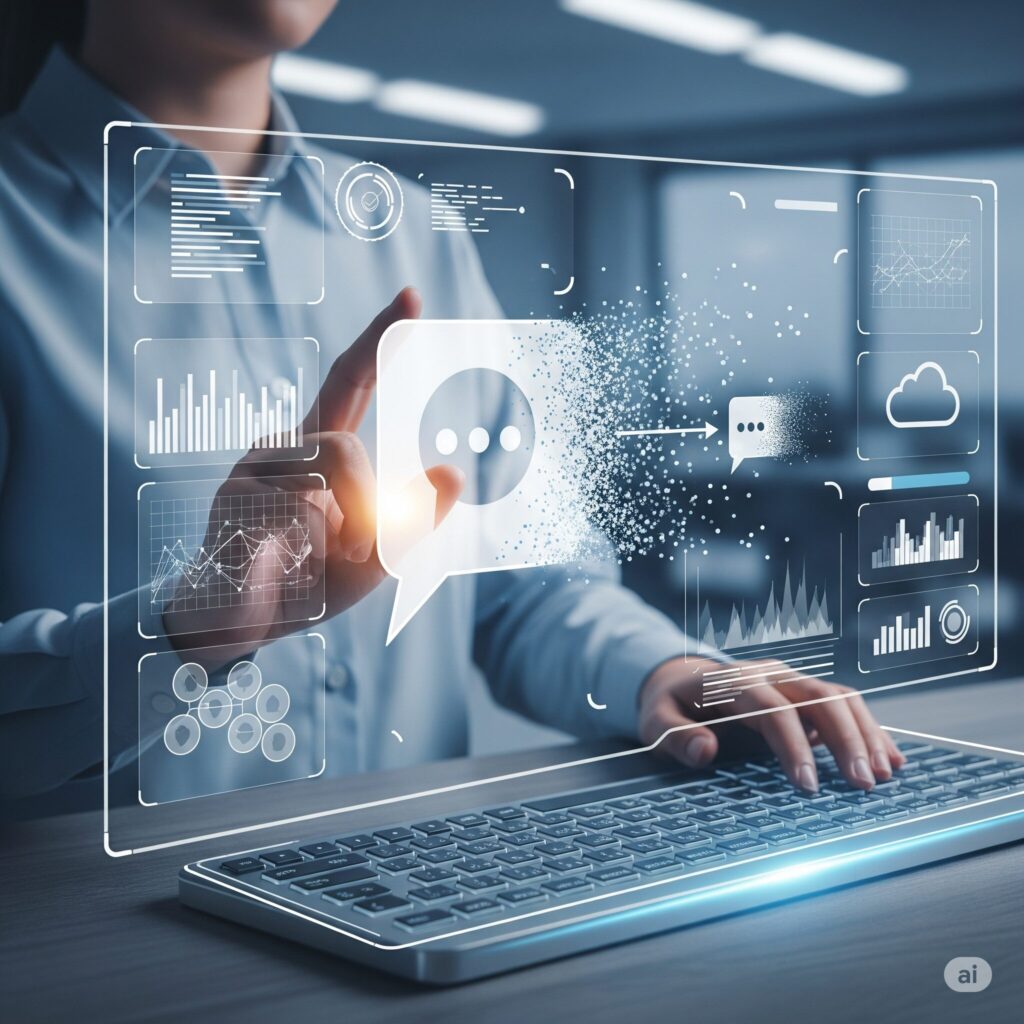 Geminiアプリの新しいデータ管理機能を示すイラスト。画面の中でチャットアイコンが消え、ユーザーがデータをコントロールしている様子。